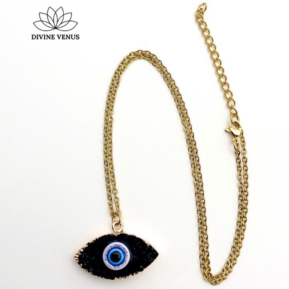 Evil Eye Druzy Necklace - Picture 4 of 8